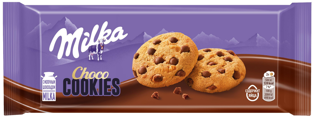 Печенье Milka Choko Cookie с кусочками молочного шоколада, 126г