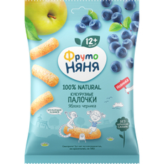 Кукурузные палочки детские ФрутоНяня Яблоко и черника с 12 месяцев, 20г