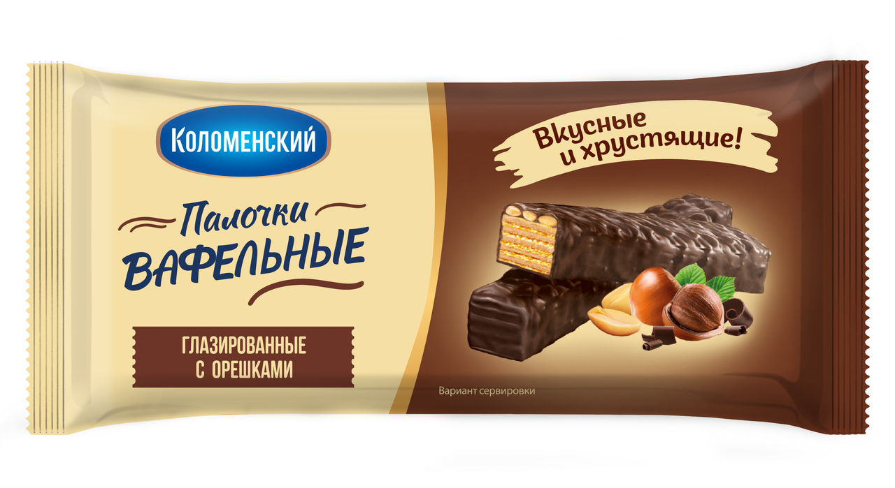 Вафли Коломенское глазированные с орехами, 140г