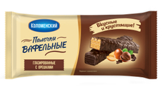 Вафли Коломенское глазированные с орехами, 140г