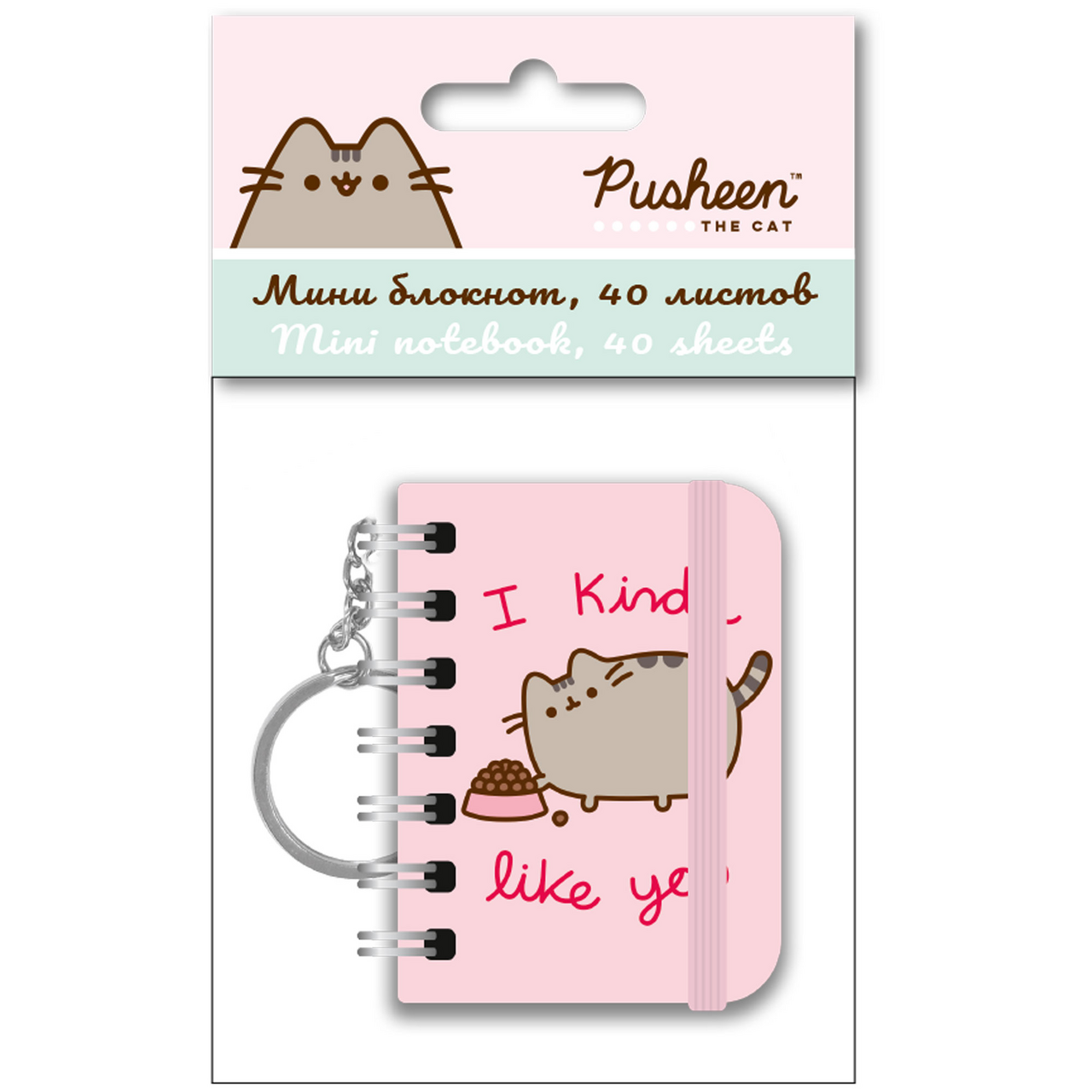 Изображение товара Мини блокнот Pusheen на евроспирали с эластичным держателем 12 х 8.5 см