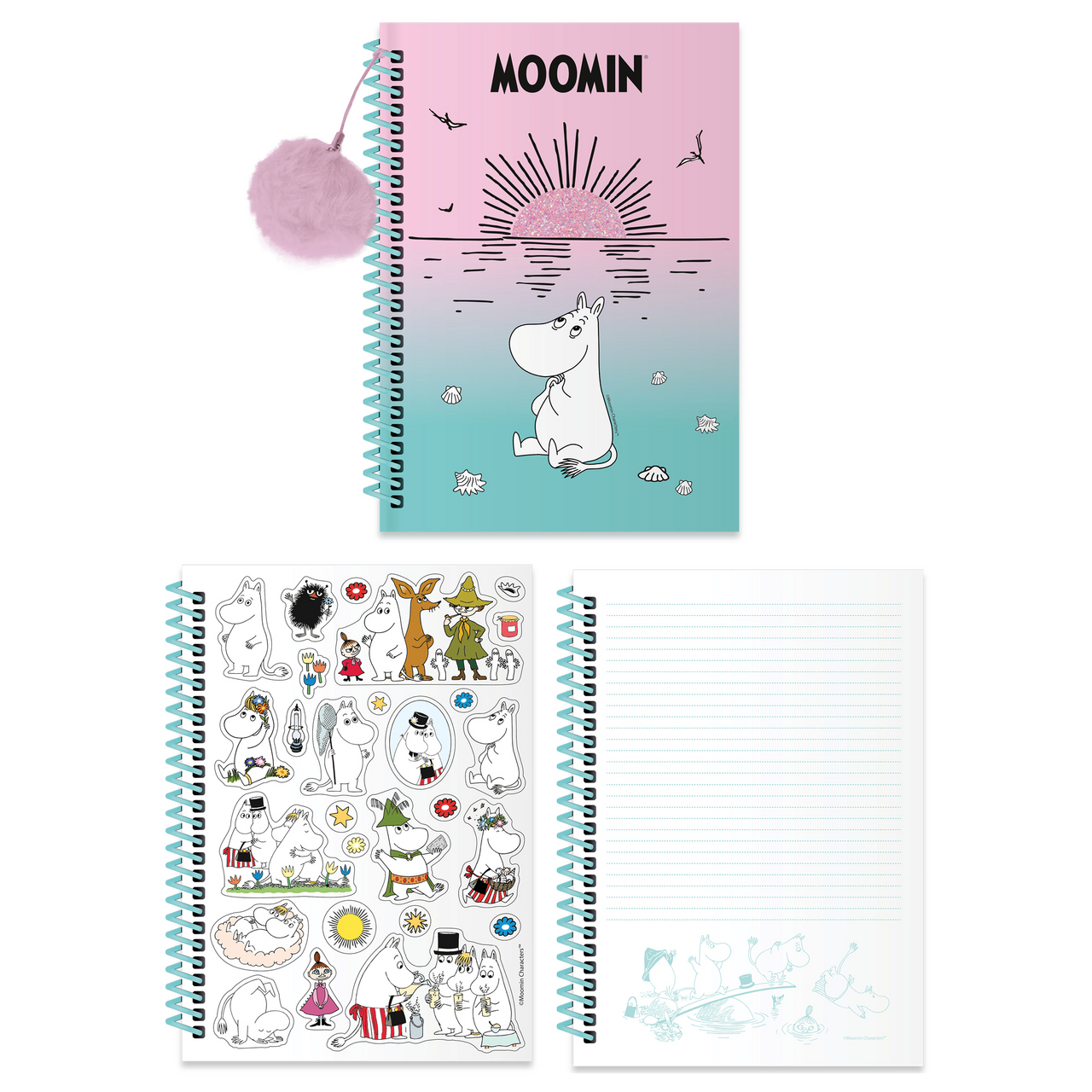 Изображение товара Блокнот Moomin А5 на спирали с подвеской - помпоном, 48 листов