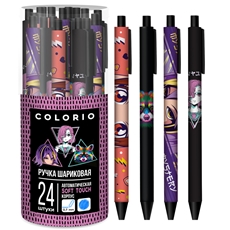 Ручка Colorio Soft touch для девочек шариковая автоматическая, синие чернила 0.7мм