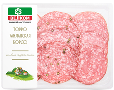 Колбаса Велком Торро-миланская-бордо сырокопченая нарезка, 90г