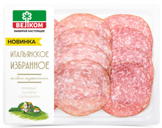 Колбаса Велком Римини-салями-сальчичон сырокопченый нарезка, 90г