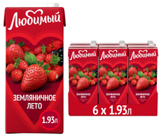 Напиток сокосодержащий Любимый Земляничное лето, 1.93л x 6 шт