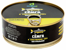 Семга EcoFood натуральная в собственном соку, 240г