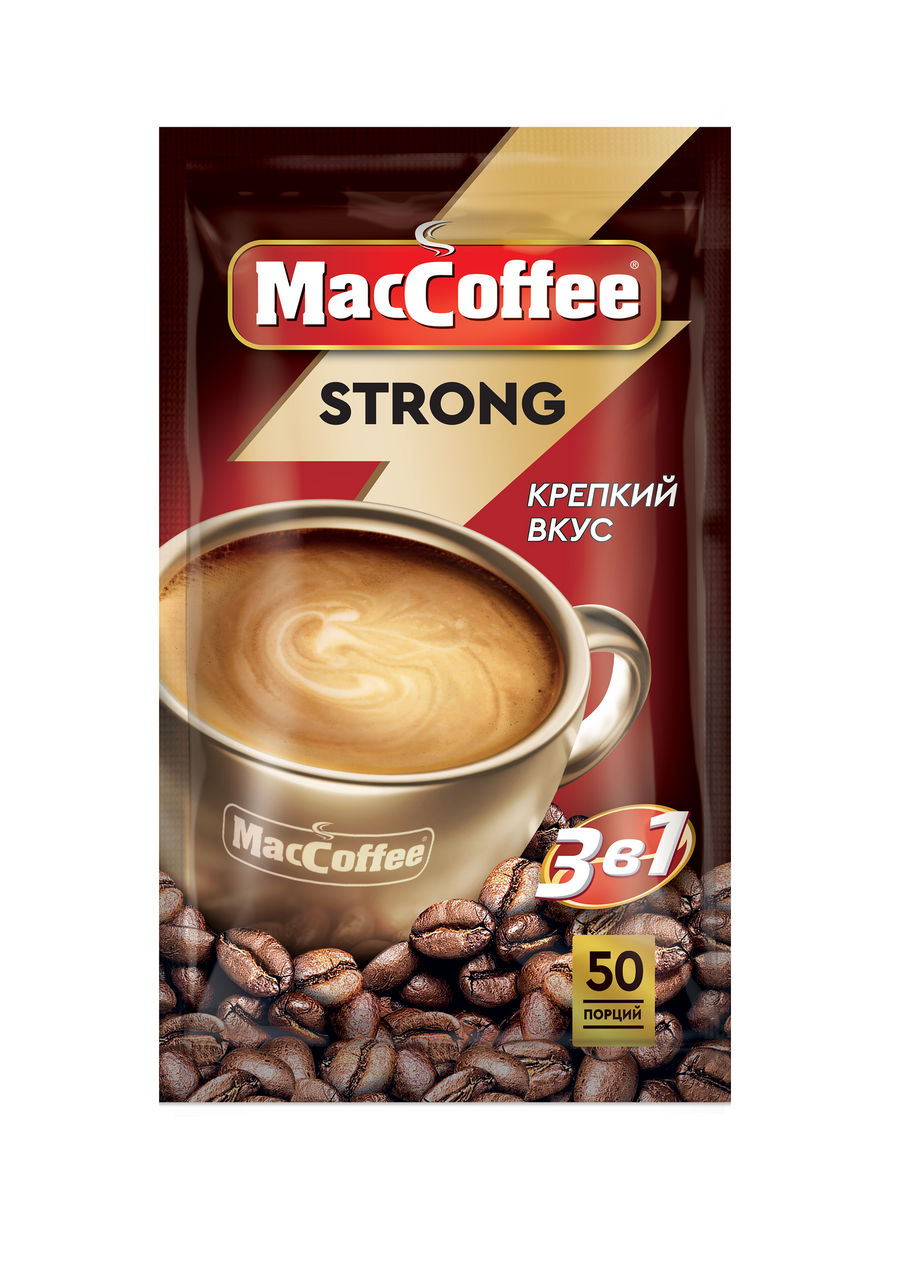 Изображение товара Крепкий кофейный напиток MacCoffee Strong 3в1 порционный 900г 50 шт Россия
