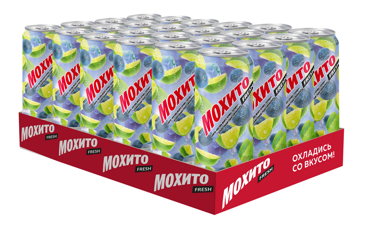 Напиток Мохито Fresh Черника-голубика, 450мл x 24 шт купить с доставкой на  дом, цены в интернет-магазине