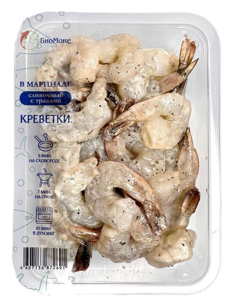 Изображение товара Креветки очищенные без головы в сливочном маринаде, 500г
