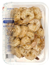 Креветки очищенные без головы в чесночном маринаде с травами охлажденные, 500г