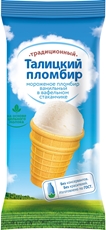 Мороженое Талицкий пломбир ваниль в вафельном стаканчике ГОСТ 15%, 75г