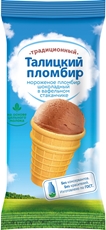 Мороженое Талицкий пломбир шоколад в вафельном стаканчике ГОСТ 15%, 75г