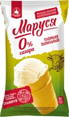 Мороженое Маруся пломбир ваниль в вафельном стаканчике 0% сахара ГОСТ 12%, 80г