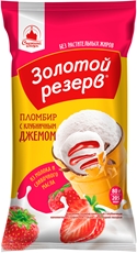 Мороженое Золотой Резерв пломбир ваниль-клубника ГОСТ 12%, 80г