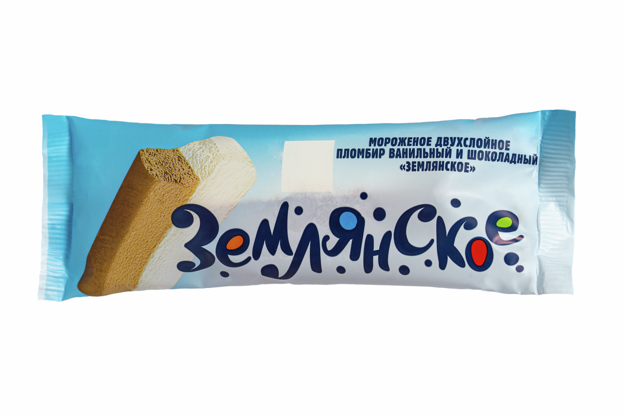 Мороженое пломбир Сытный край Землянское Ванильное и шоколадное на палочке ГОСТ 15%, 60г