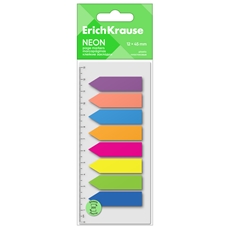 Закладки пластиковые Erich Krause Neon Arrows клейкие ассорти 12 x 45мм 8 цветов, 200л