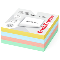 Блок бумажный Erich Krause самоклеящийся ассорти 75 x 75мм 4 цвета, 400л