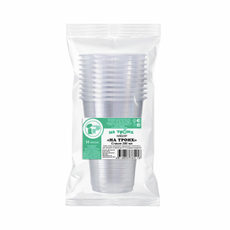 Стакан одноразовый На троих пластиковый прозрачный 200мл, 10шт