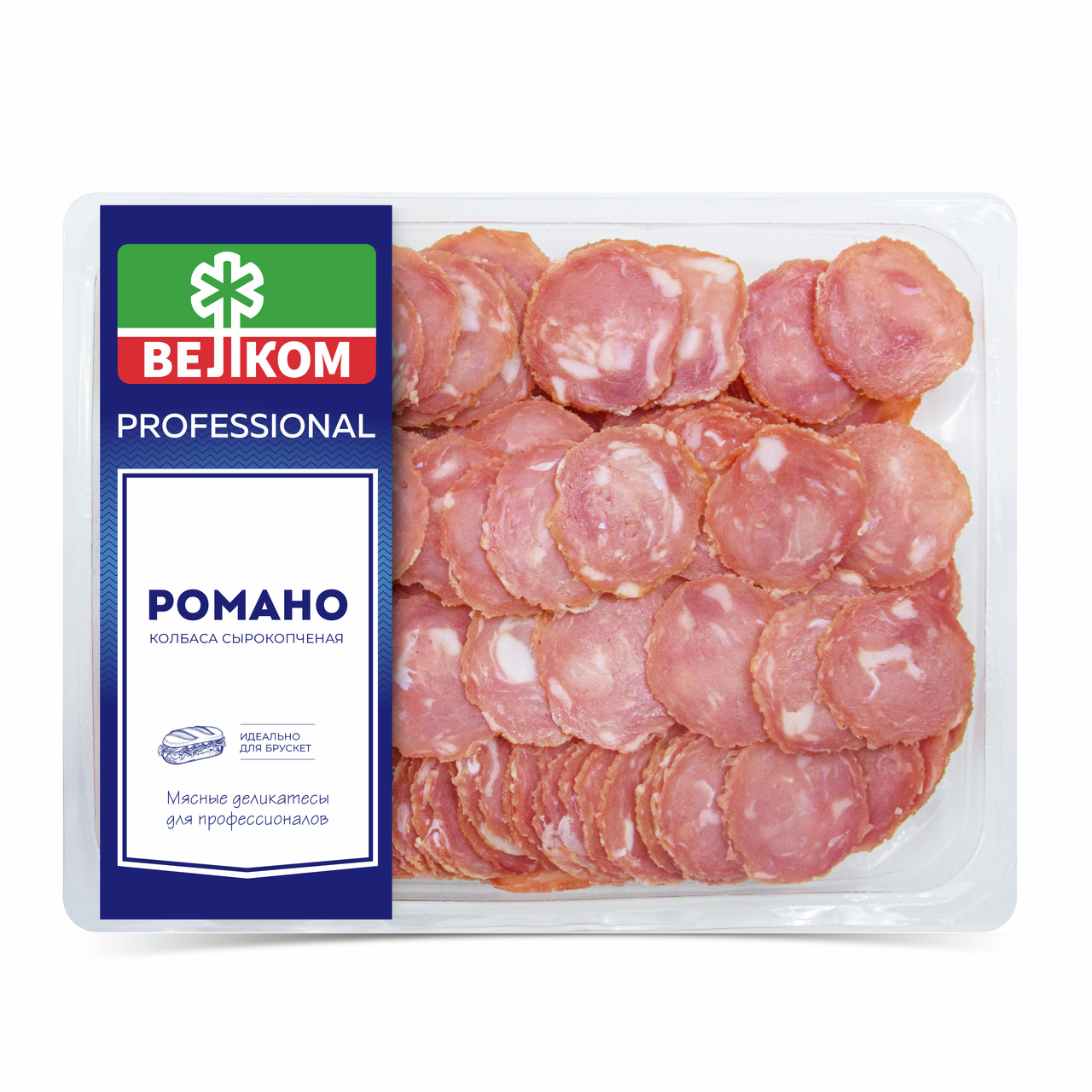 Колбаса Велком Романо сырокопченая полусухая нарезка, 500г