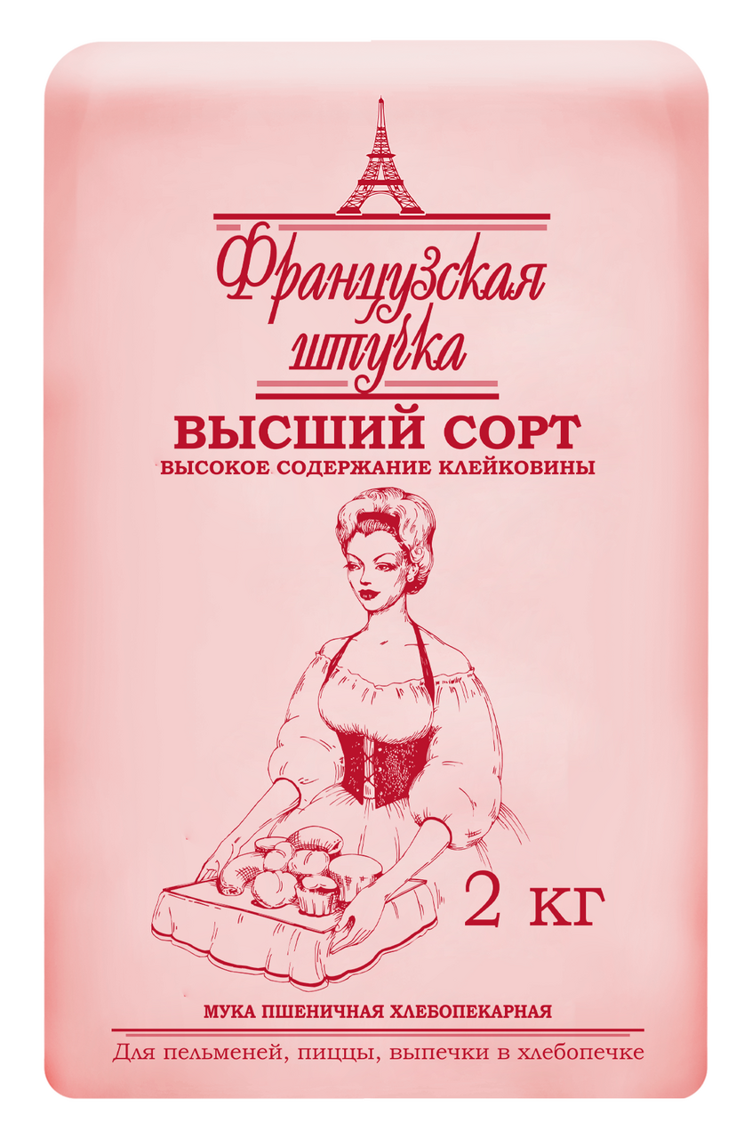 Мука Славна Французская штучка пшеничная хлебопекарная высший сорт ГОСТ, 2кг