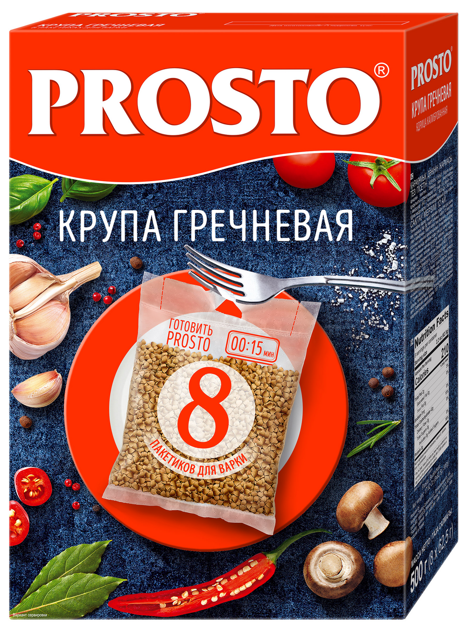 Изображение товара Крупа гречневая Prosto (62.5г x 8шт), 500г