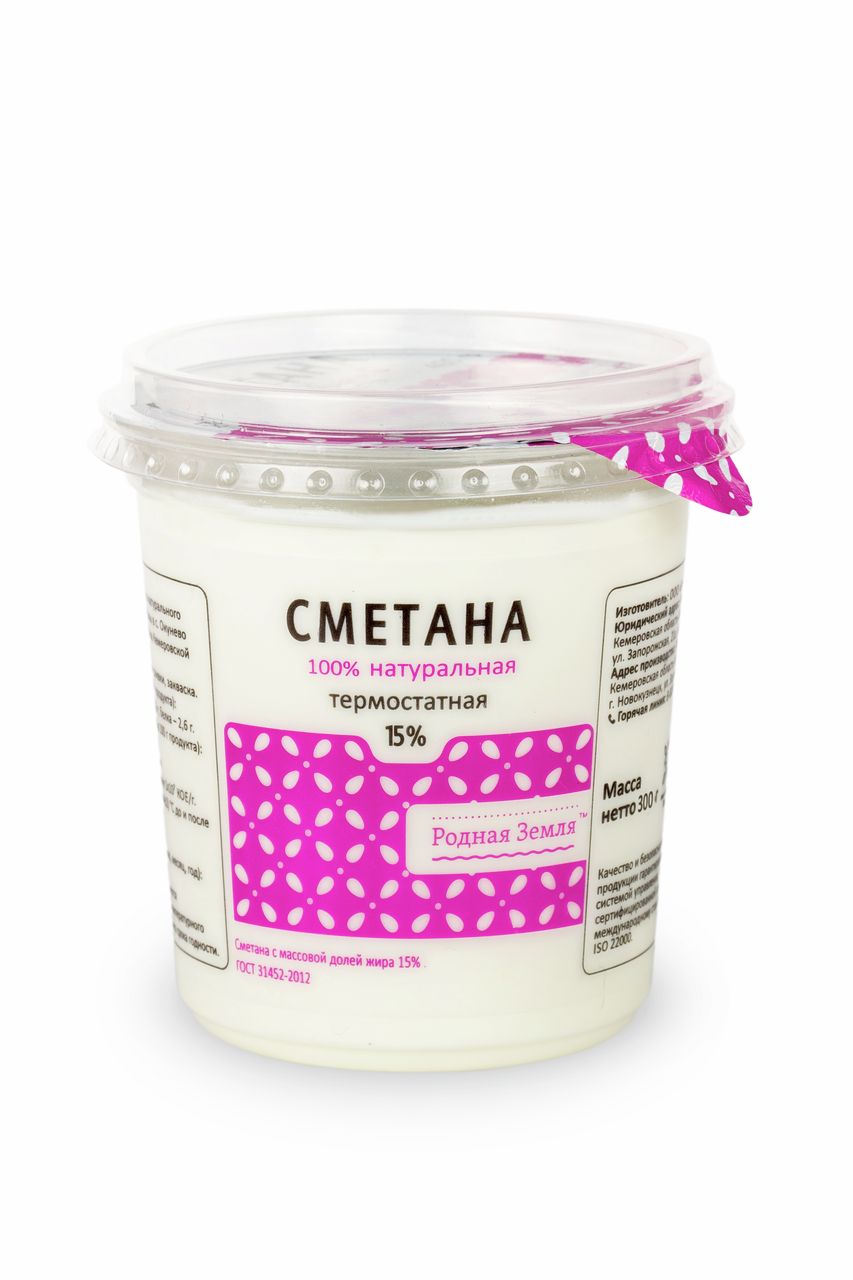 Сметана термостатная Родная земля ГОСТ 15%, 300г