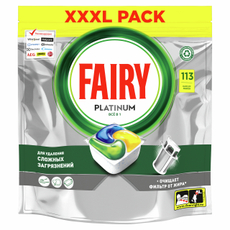 Капсулы для посудомоечной машины Fairy Platinum XXL Все-в-1 Лимон, 113шт