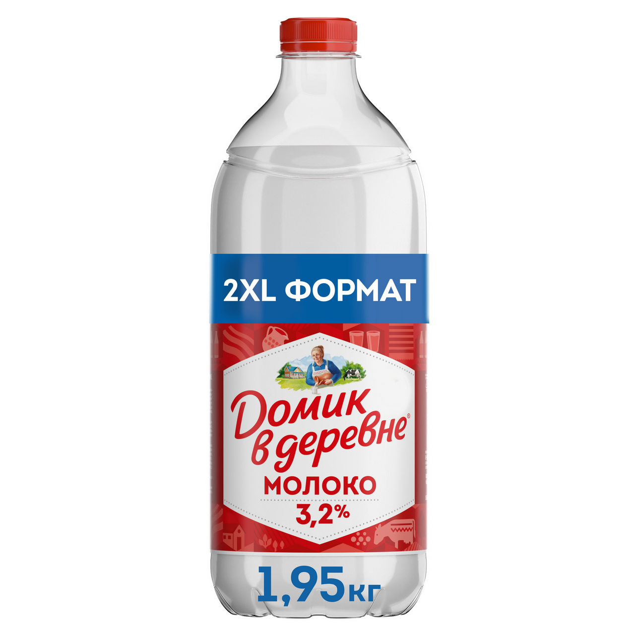 Изображение товара Молоко Домик в деревне пастеризованное 3.2%, 1.9л