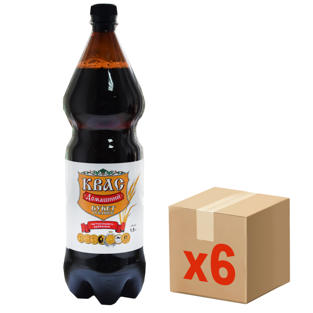 Квас Букет Чувашии Домашний фильтрованный, 1.5л x 6 шт