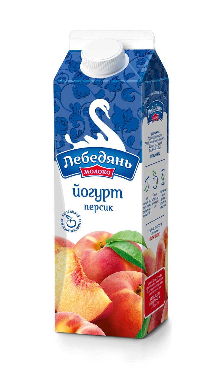 Йогурт питьевой Лебедяньмолоко Персик 2.5%, 450г купить с доставкой на дом,  цены в интернет-магазине