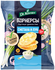 Чипсы кукурузно-рисовые Dr. Korner Сметана и лук, 50г