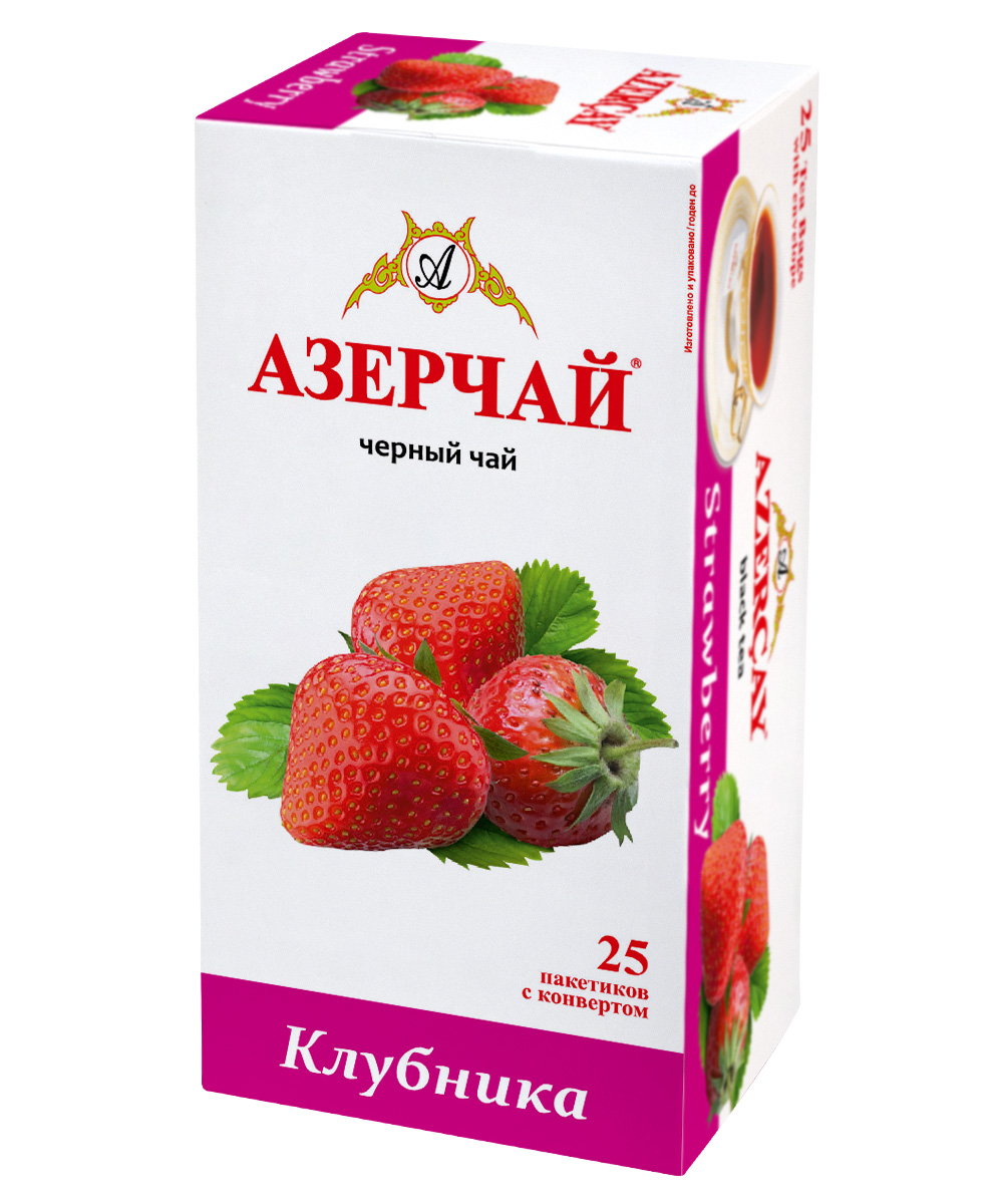 Изображение товара Чай черный Азерчай Клубника байховый (1.8г x 25шт), 45г