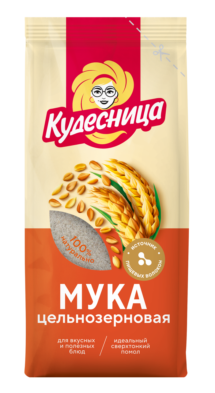 Мука пшеничная Кудесница цельнозерновая, 500г купить с доставкой на дом,  цены в интернет-магазине