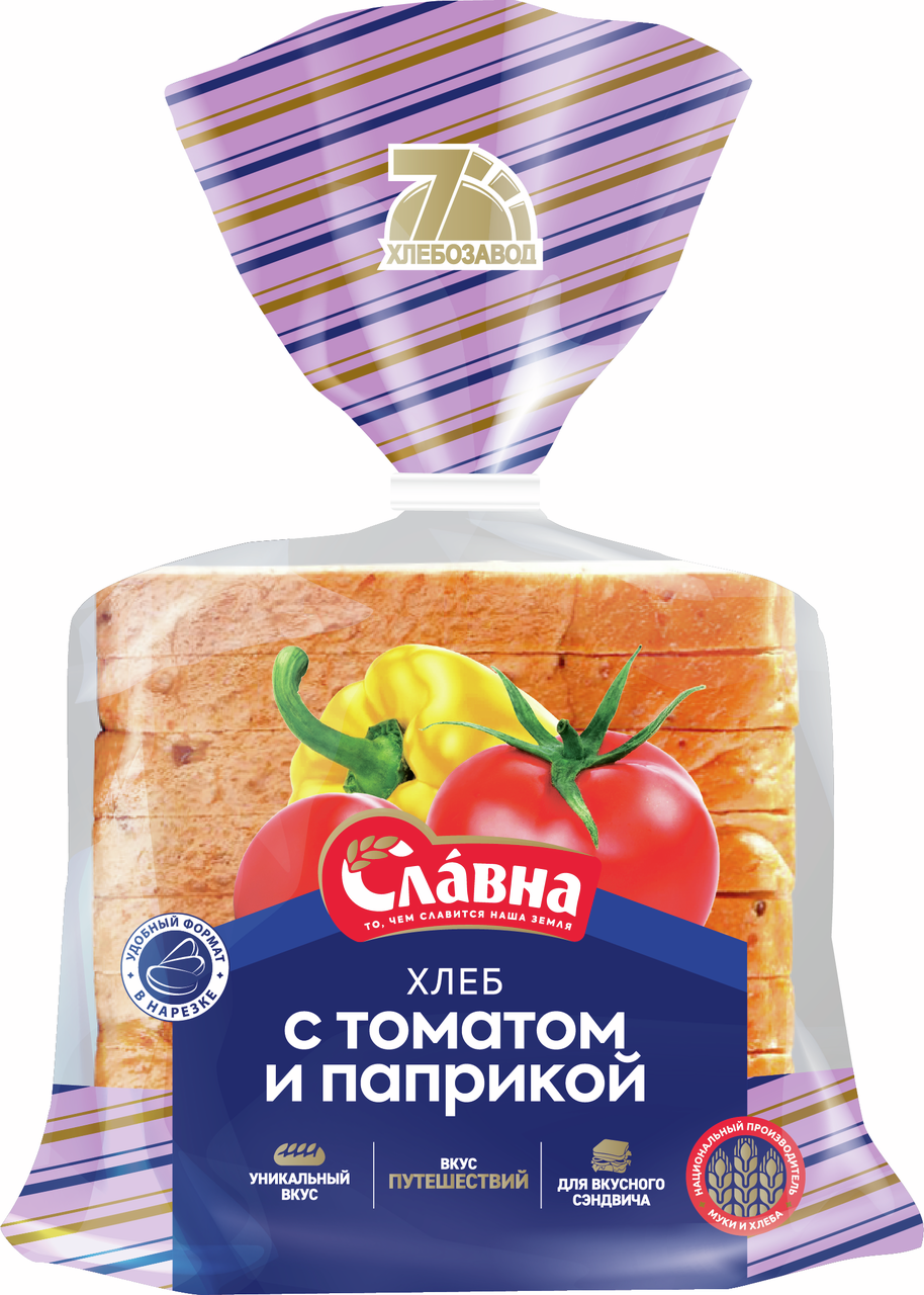 Хлеб тостовый Славна с томатом и паприкой, 400г