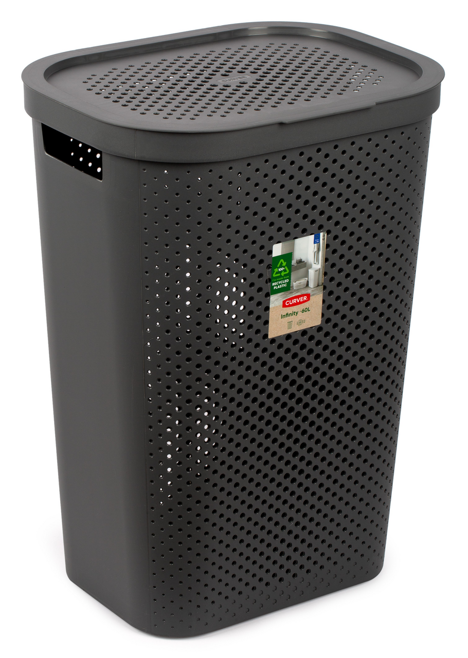 Корзина для белья Curver Infinity темно-серая 60л 43.7 x 35.1 x 60.2см