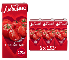 Нектар Любимый томатный с мякотью, 1.93л x 6 шт