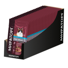 Корм для кошек с чувствительным пищеварением Мираторг Pro Meat телятина влажный, 80г x 24 шт