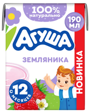 Коктейль молочный детский Агуша Банан и клубника 2% с 12 месяцев, 190мл