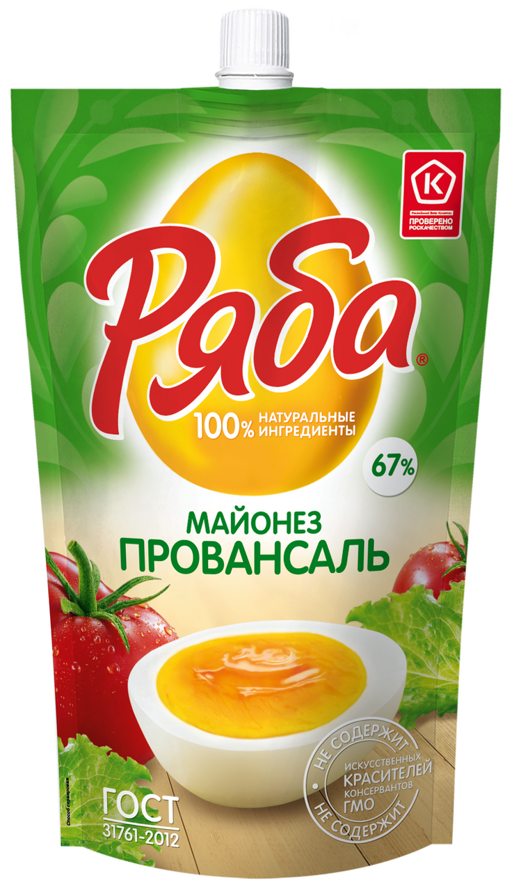 Майонез Ряба Провансаль ГОСТ 67%, 350г купить с доставкой на дом, цены в  интернет-магазине