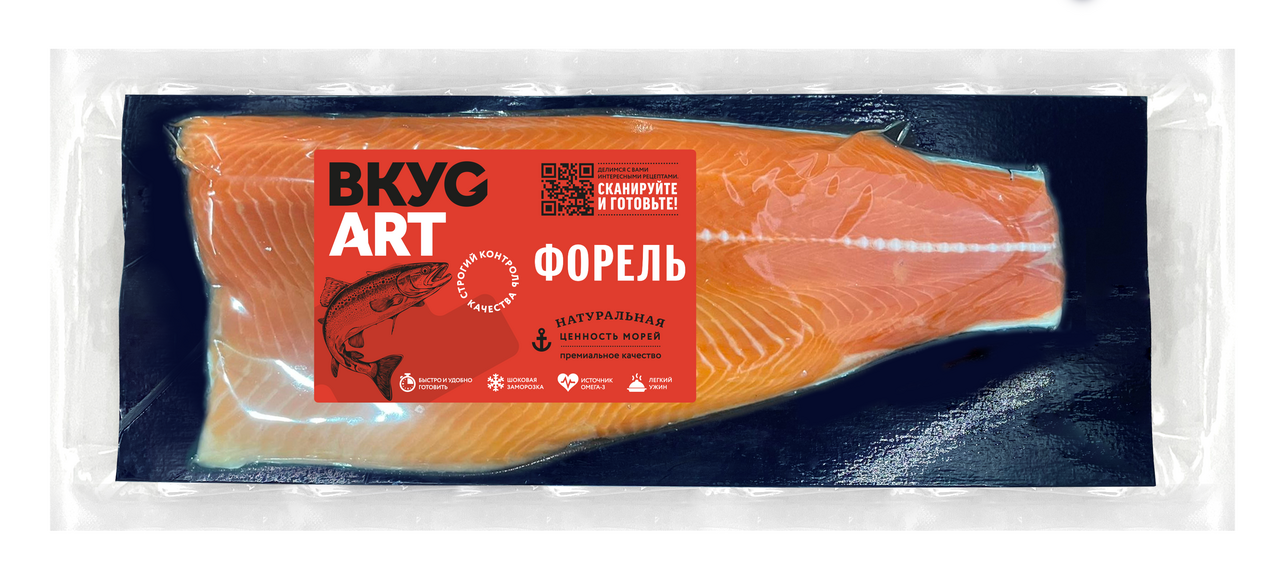 Форель радужная Вкусарт филе с кожей замороженная, ~1.2кг