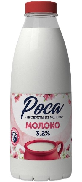 Молоко Роса пастеризованное ГОСТ 3.2%, 930мл