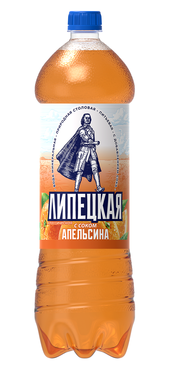 Напиток Липецкая на основе минеральной воды с соком Апельсина газированный, 1.42л