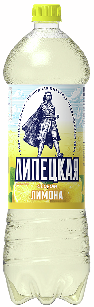 Напиток Липецкая на основе минеральной воды с соком Лимона газированный, 1.42л