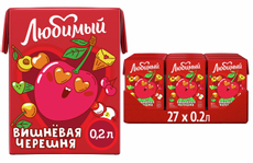 Напиток сокосодержащий Любимый Вишневая черешня, 200мл x 27 шт