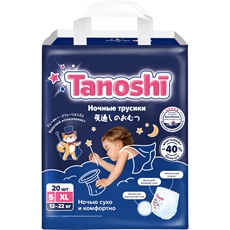 Подгузники-трусики Tanoshi ночные размер XL 12-22кг, 20шт