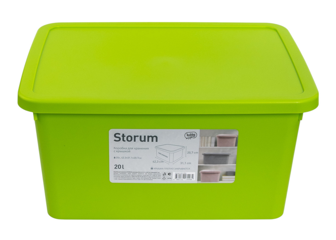 Бокс для хранения Hobby Life Storum салатовый с крышкой 42.3 х 31.3 х 20.7см, 20л