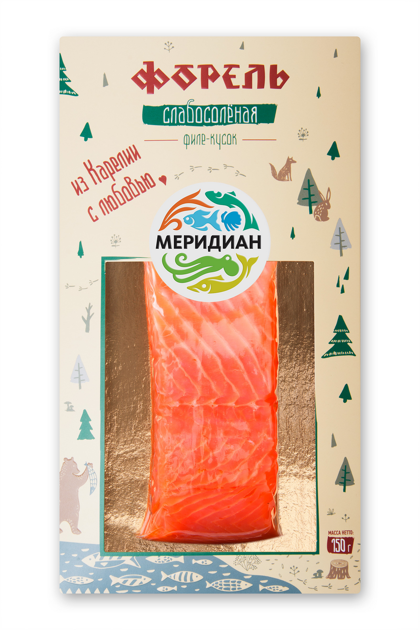 Изображение товара Форель филе-кусок Меридиан слабосоленая, 150г