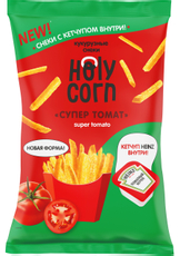 Снеки кукурузные Holy Corn Супер томат с вложением кетчупа, 30г