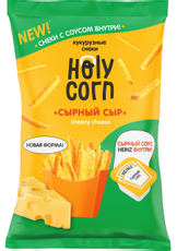 Снеки кукурузные Holy Corn Сырный сыр с вложением соуса, 30г